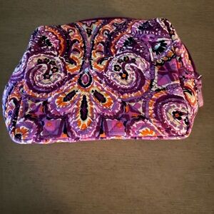 Vibrant Purple and Orange Quilted Makeup Bag